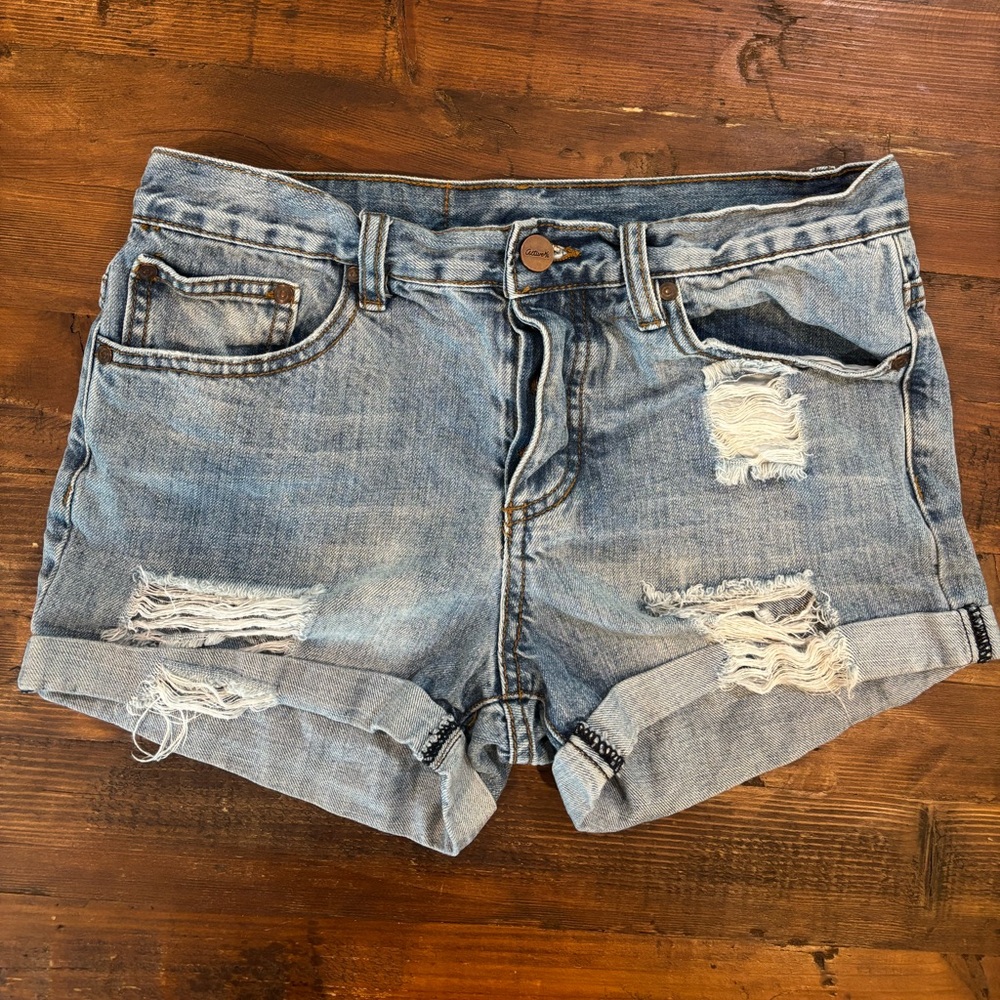 Active Blue Jean Shorts Distressed Cuffed Hem
